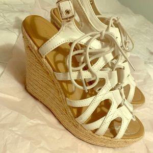 White wedges with laces